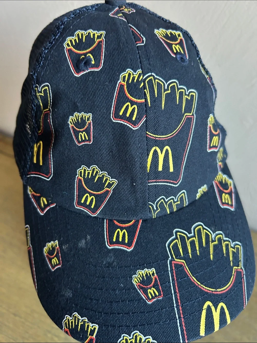 McDonald's  Employee All Over Iconic French Fries Boxes Patterned Black Cap OSFA